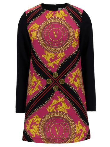 Mini Multicolor Dress With Graphic Print At The Front In Stretch Fabric Woman - Versace Jeans Couture - Modalova