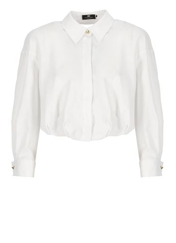 Long-sleeved Cropped Poplin Shirt - Elisabetta Franchi - Modalova