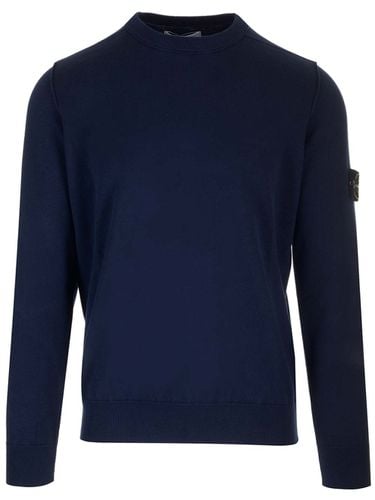 Blue Crew-neck Cotton Sweater - Stone Island - Modalova