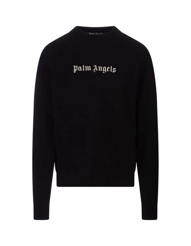 Sweater With Contrast Logo - Palm Angels - Modalova