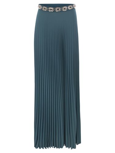 Long Pleated Georgette Skirt With Embroidery - Elisabetta Franchi - Modalova