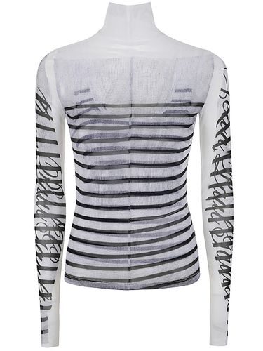 Spandex And Mesh Longsleeve Top Printed feathers Mariniere - Jean Paul Gaultier - Modalova