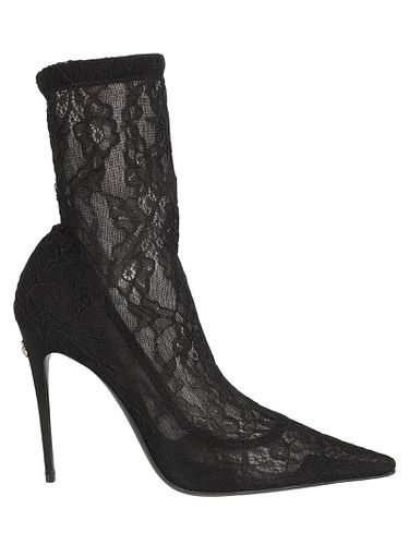 Floral Lace Paneled Boots - Dolce & Gabbana - Modalova