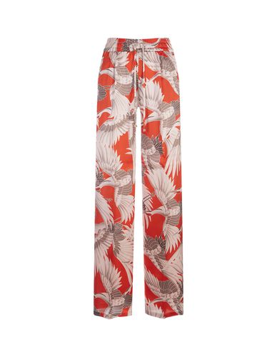 Printed Silk Drawstring Trousers In - Kiton - Modalova