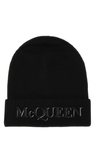 Black Cashmere Beanie Hat - Alexander McQueen - Modalova