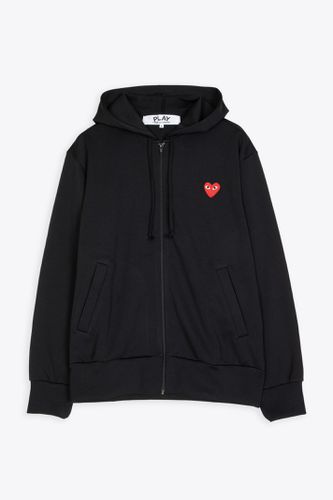 Mens Sweatshirt Knit Black hoodie with zip and heart patch at chest - Comme des Garçons Play - Modalova