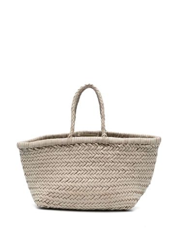 Triple Jump White Small Tote Bag In Braided Leather Woman - Dragon Diffusion - Modalova