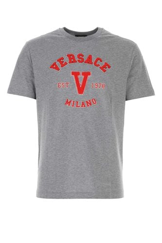 Versace Melange Grey Cotton T-shirt - Versace - Modalova