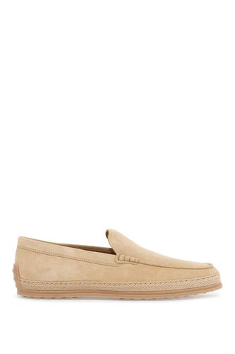 Beige Woven Leather Slip-on Loafers With Rubber Sole - Tod's - Modalova