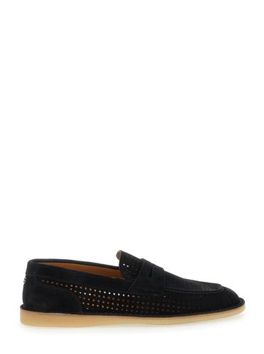 Florio Loafers With Logo Detail On The Rear And Penny Slot In Suede Woman - Dolce & Gabbana - Modalova