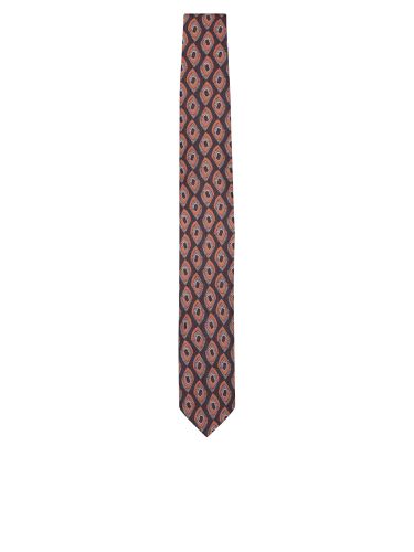 Silk Tie In Brown/red With Geometric Pattern - Lardini - Modalova