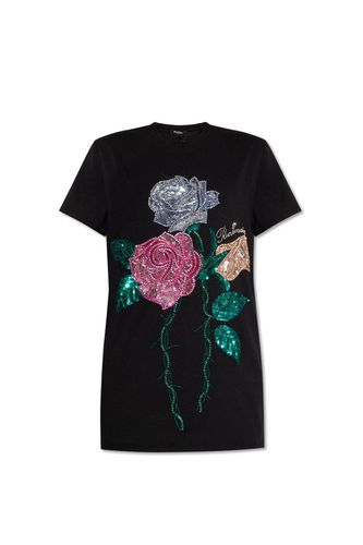 Rose Embellished Crewneck T-shirt - Balmain - Modalova