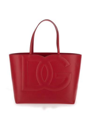 Dg Logo Medium Shopper In Leather Woman - Dolce & Gabbana - Modalova