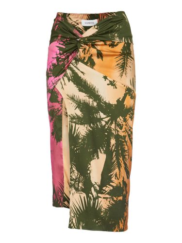 Draped Tropical Printed Skirt - Laneus - Modalova