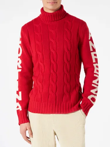 Man Turtleneck Braided Sweater With Cortina Ampezzo Print - MC2 Saint Barth - Modalova