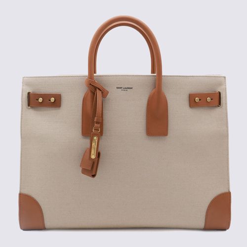 Beige Canvas Sac De Jour Top Handel Bag - Saint Laurent - Modalova