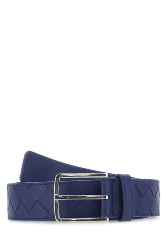 Navy Blue Leather Belt - Bottega Veneta - Modalova