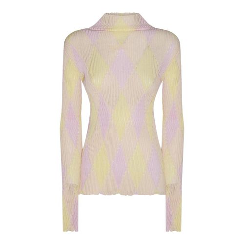 High-neck Argyle Intarsia-knit Long Sleeved Jumper - Burberry - Modalova