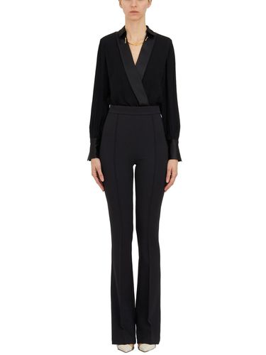 Logo-chain Flared Crepe Jumpsuit - Elisabetta Franchi - Modalova