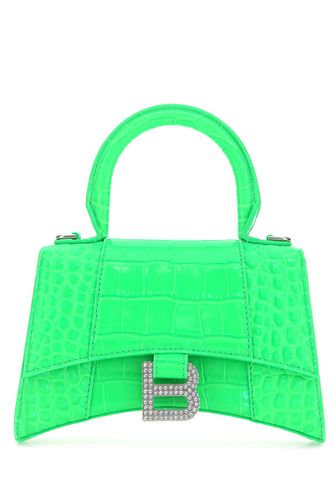 Fluo Green Leather Hourglass Xs Handbag - Balenciaga - Modalova