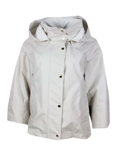 Jacket In Fine Waterproof Material 2 Umbrellas With Detachable Hood, Side Zips On The Sides And Internal Drawstring. Zip And Snap Button Closure - Moorer - Modalova