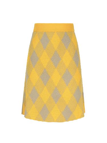 Wool Skirt With Argyle Pattern - Burberry - Modalova