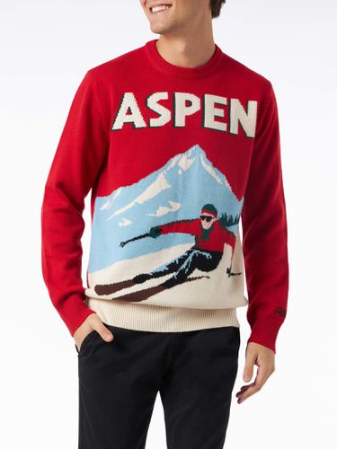 Man Crewneck Sweater With Aspen Postcard Jacquard Print - MC2 Saint Barth - Modalova