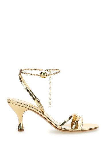 Gold Tone Sandals With Chain In Patent Leather Woman - Ferragamo - Modalova