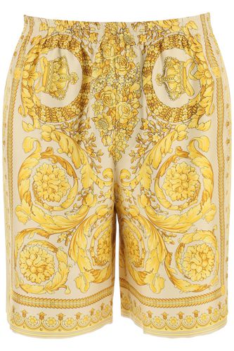 Barocco Gold Silk Bermuda Shorts - Versace - Modalova