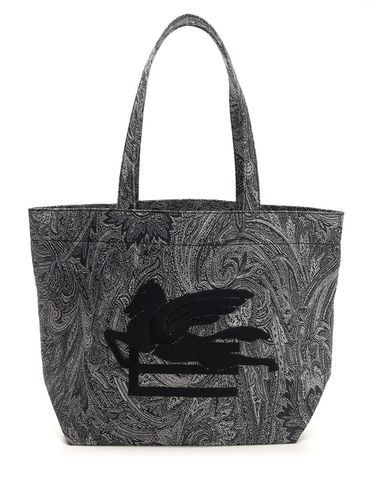 Navy Large Tote Bag With Paisley Jacquard Motif - Etro - Modalova