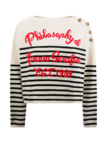 Striped Sweater With Button Insert - Philosophy di Lorenzo Serafini - Modalova