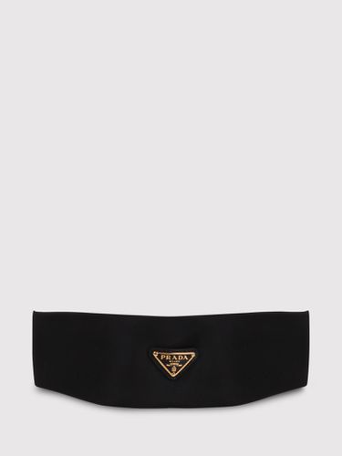 Prada Headband With Gold Logo - Prada - Modalova