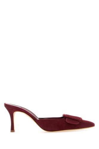 Burgundy Suede Maysale Mules - Manolo Blahnik - Modalova