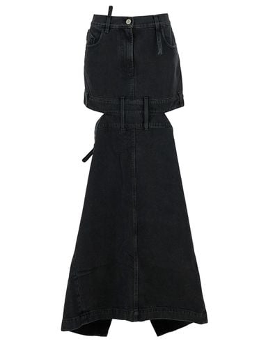 Midi Skirt With Maxi Cut-out In Denim Woman - The Attico - Modalova