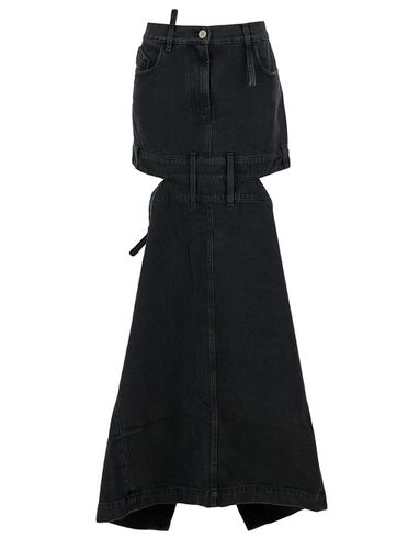 Midi Skirt With Maxi Cut-out In Denim - The Attico - Modalova