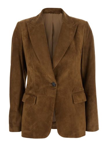 Single-breasted Blazer Jacket With Pointed Lapels In Suede Woman - Brunello Cucinelli - Modalova