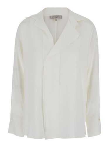 Elva White Asymmetric Shirt With Cuban Collar In Silk Blend Woman - Antonelli - Modalova