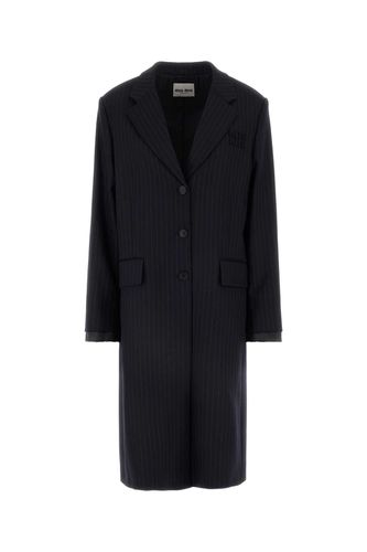 Embroidered Stretch Wool Blend Coat - Miu Miu - Modalova