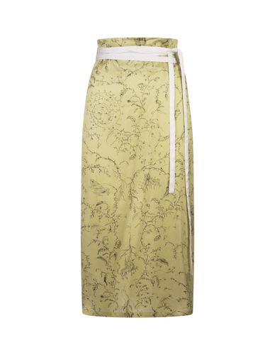 Printed Silk Satin Midi Skirt - Fabiana Filippi - Modalova