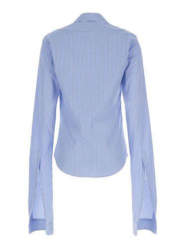 White And Light Blue Shirt With Knotted Cuffs In Cotton Woman - Coperni - Modalova