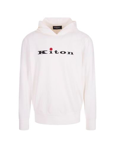 Kiton White Hoodie With Logo - Kiton - Modalova