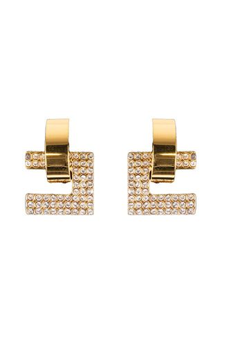 Earrings With Logo Rhinestones - Elisabetta Franchi - Modalova