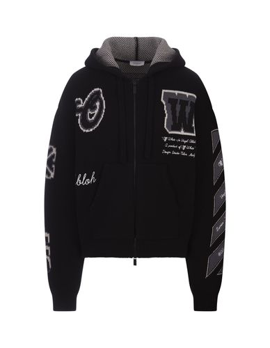 Moon Vars Knitted Zip-up Hoodie In - Off-White - Modalova