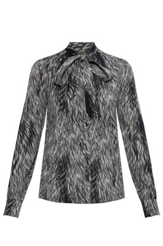 Fur Printed Pussy-bow Charmeuse Shirt - Dolce & Gabbana - Modalova