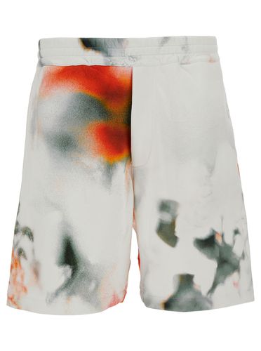 Pantaloncini Con Stampa All-over E Ricamo Logo In Cotone Uomo - Alexander McQueen - Modalova