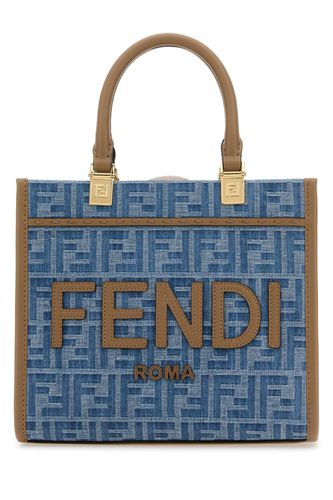 Embroidered Denim Small Sunshine Shopping Bag - Fendi - Modalova