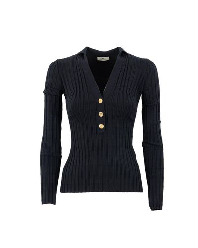 Button Placket Ribbed Top - Elisabetta Franchi - Modalova