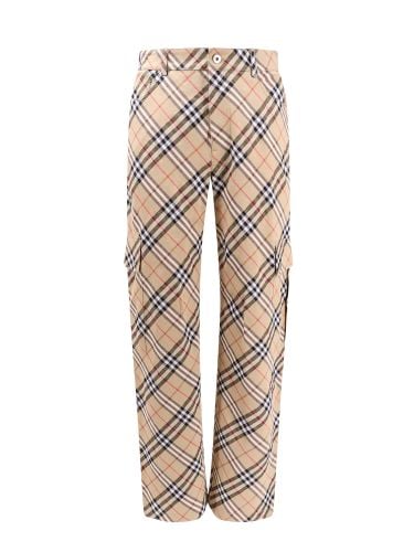 Cargo Pants With Vintage Check Motif In Linen And Cotton Blend Man - Burberry - Modalova