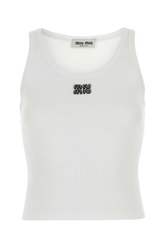 White Stretch Cotton Tank Top - Miu Miu - Modalova