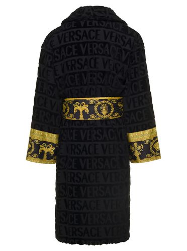 Bathrobe With Baroque Pattern In Terry Cotton Home - Versace - Modalova